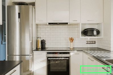 Bijela sjajna kuhinja: prednosti i mane, izbor materijala, raspored, stil (80 + fotografije)